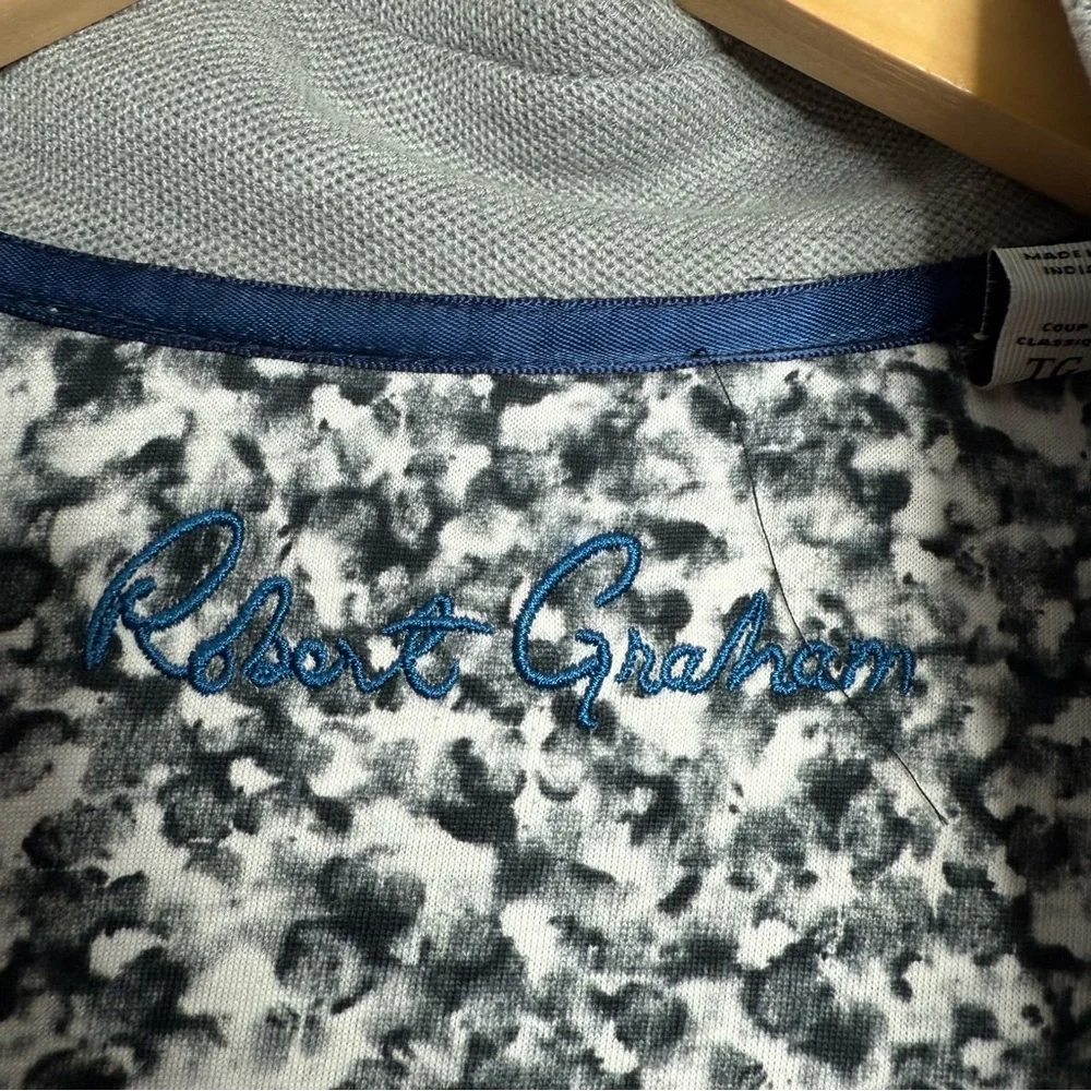 Robert Graham Mens Classic Fit 1/4 Zip Pullover Sweater Long Sleeve Gray Size XL